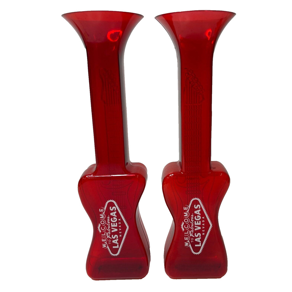Lot of 2 Welcome to Fabulous Las Vegas Nevada Guitar Plastic Yard Drink Cups